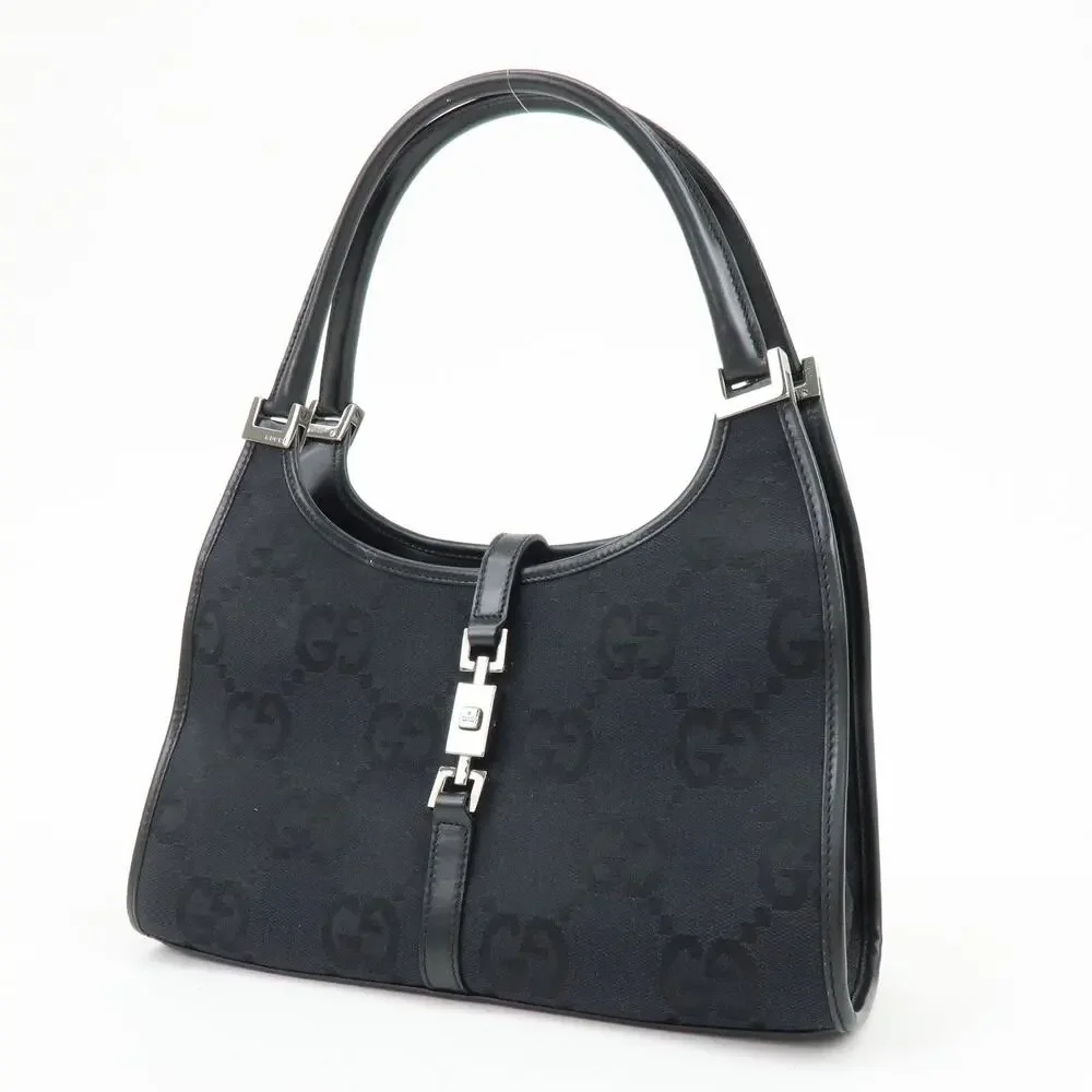 Gucci Jackie GG Canvas & Leather Hobo Bag Black